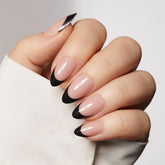 Black French Almond Nails - Press On Nails | Long Lasting & Reusable Nail Pop Studio